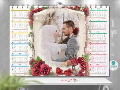 تقویم دیواری لایه باز عروسی 1400 (طرح8)